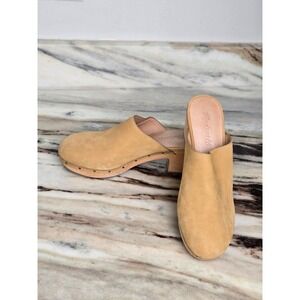 Madewell The Clog English Saddle Tan Leather Studded Block Heel Mules Size 7